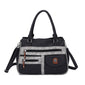 Three Zippers Layered Handbag Multi-Pocket Crossbody Purse Bag